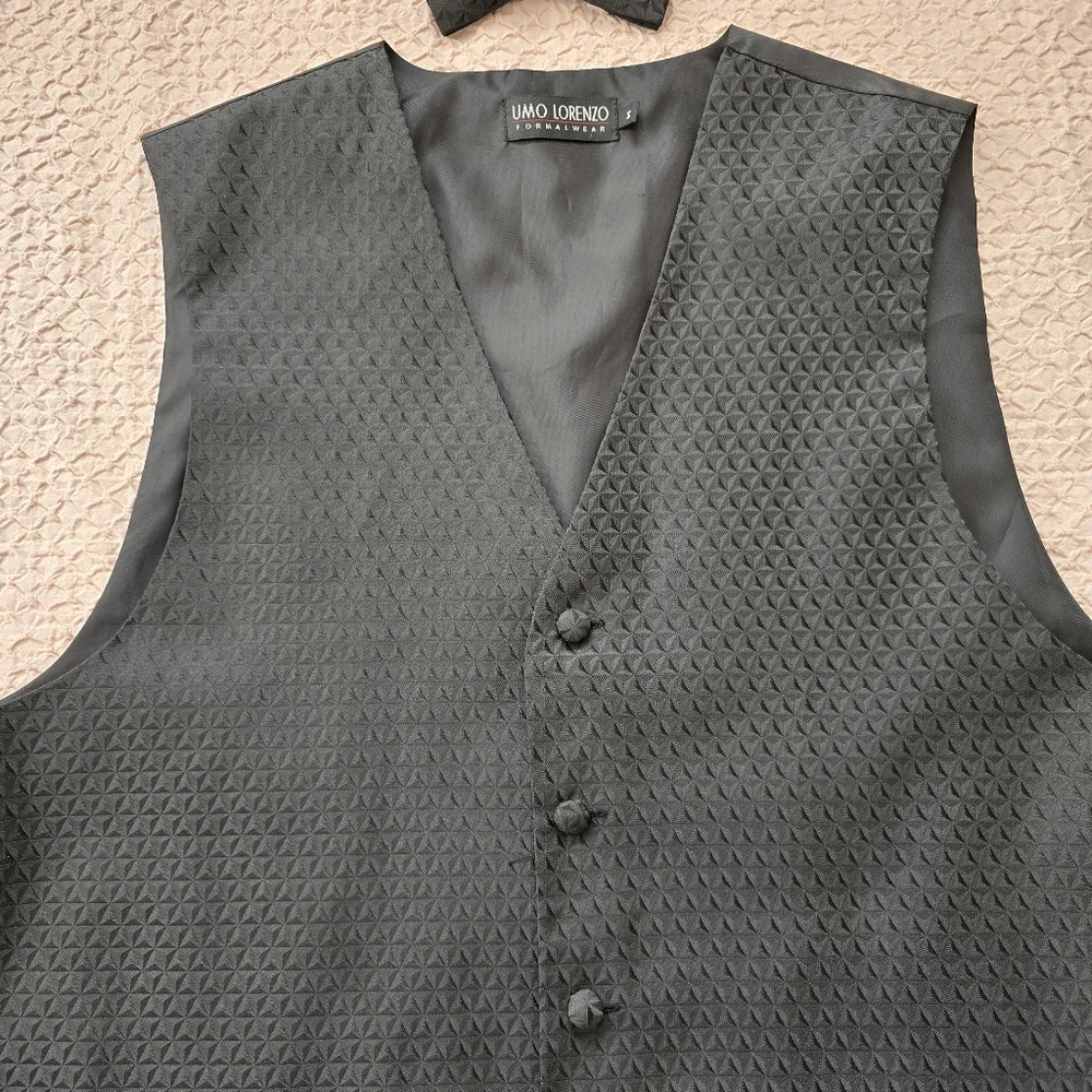 Umo Lorenzo Men's Classic Black Vest and Bow Tie Set Size S